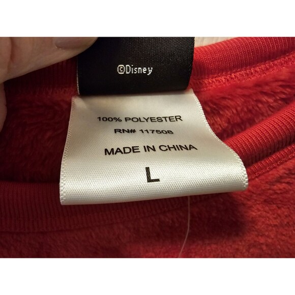 NEW Disney Winking Mickey Plush Sweatshirt Red Size Large NWT From Macys - Picture 13 of 14